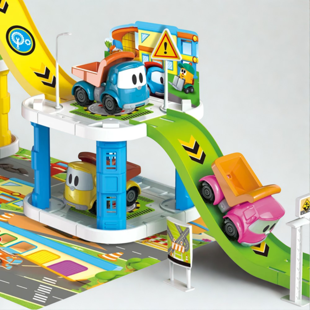 Conjunto de pista de corridas para brinquedos — circuito expansível, inclui 2 carros