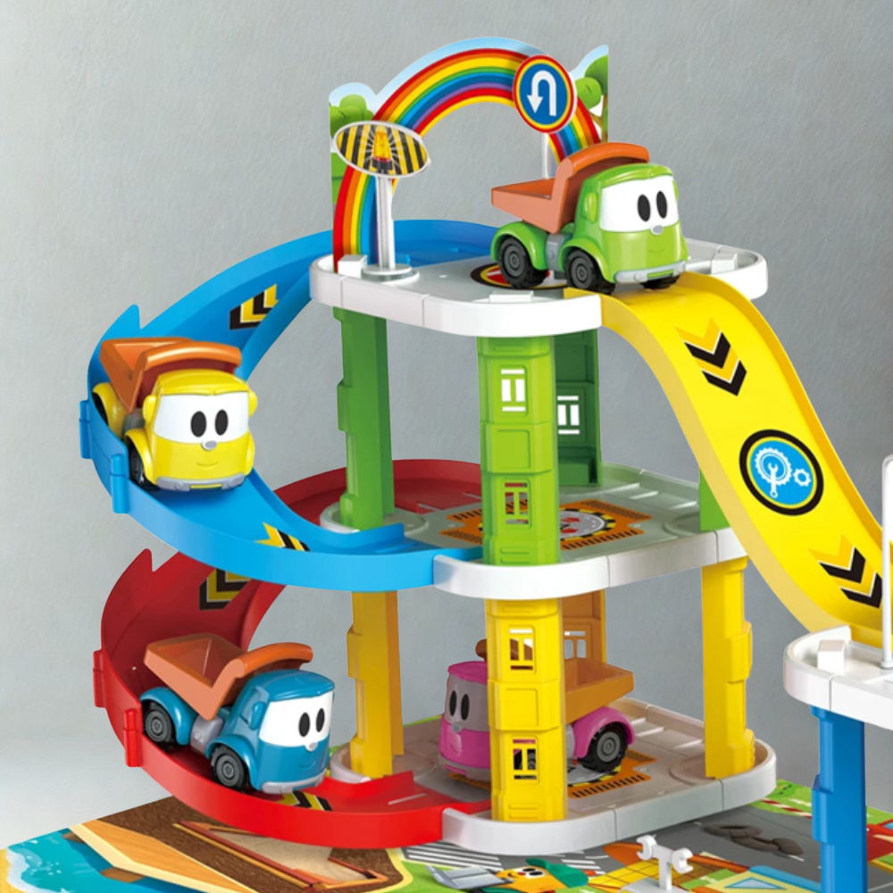 Conjunto de pista de corridas para brinquedos — circuito expansível, inclui 2 carros
