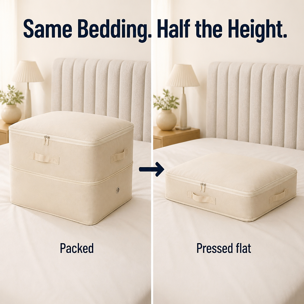 SpaceVibe — Press Bulky Bedding Flat and Get Your Closet Space Back - Esilora
