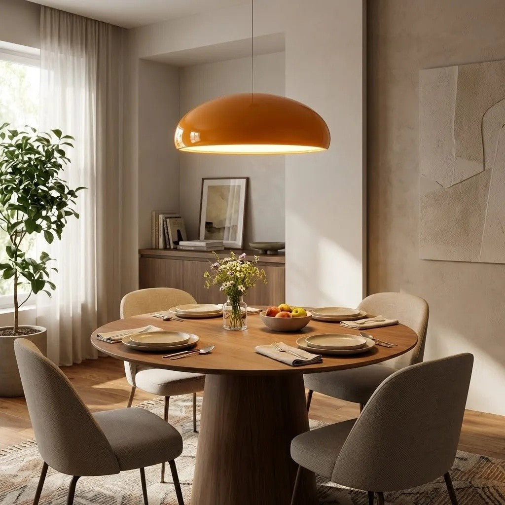 Lámpara colgante Haelen con forma de cuenco colorido - pantalla metálica moderna para comedor | Esilora