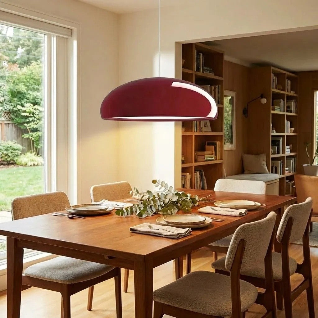 Lámpara colgante Haelen con forma de cuenco colorido - pantalla metálica moderna para comedor | Esilora