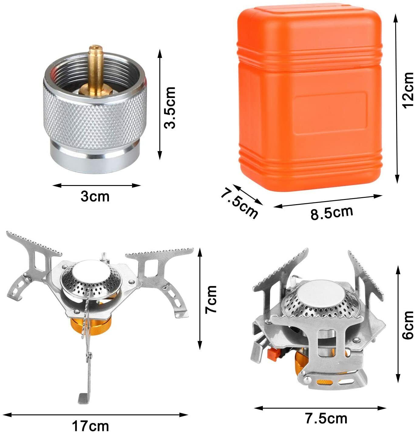 Fornello a gas portatile da 3700 W per campeggio con accensione piezoelettrica – Ultraleggero - Esilora