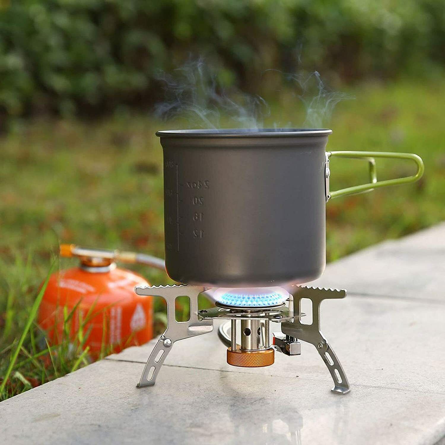 Fornello a gas portatile da 3700 W per campeggio con accensione piezoelettrica – Ultraleggero - Esilora