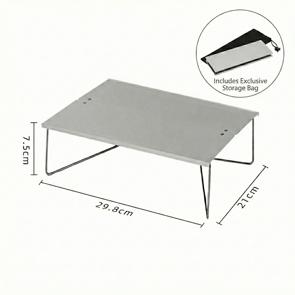 Portable Folding Camping Table in A4 Size – Aluminum Construction - Esilora
