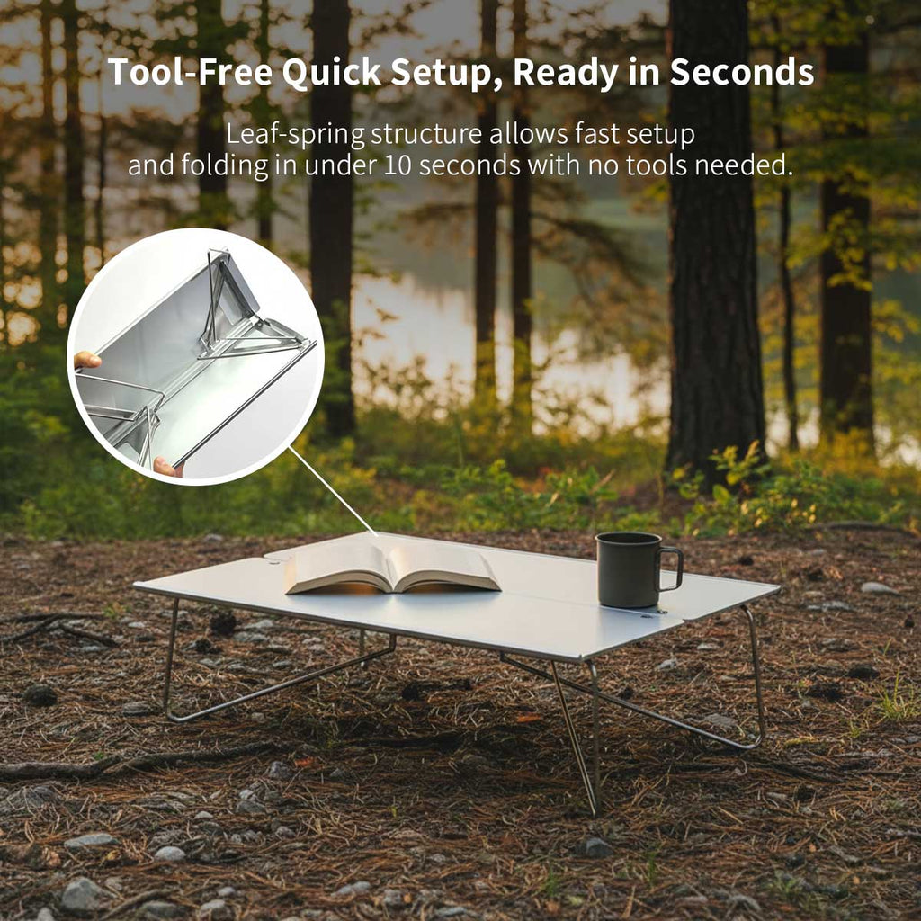 Portable Folding Camping Table in A4 Size – Aluminum Construction - Esilora
