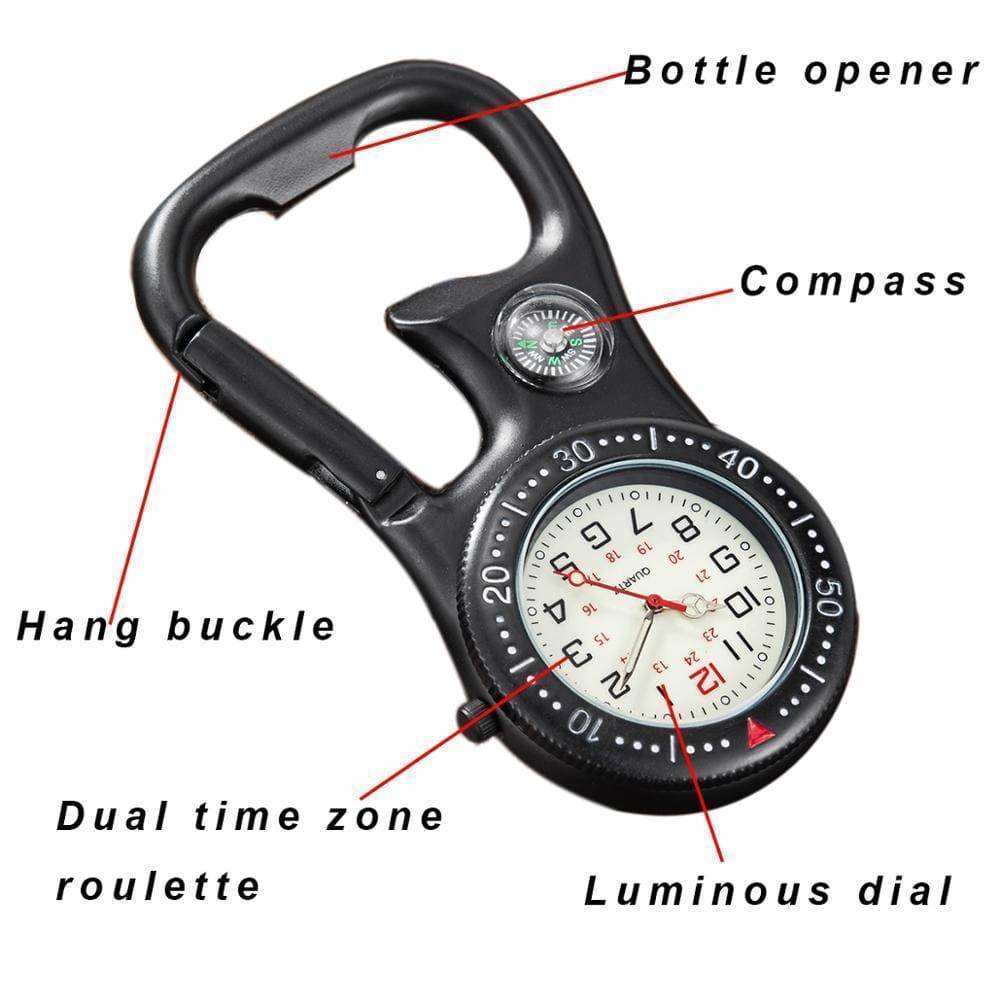 Quartz Pocket Watch with Clip-On Carabiner Attachment - Esilora