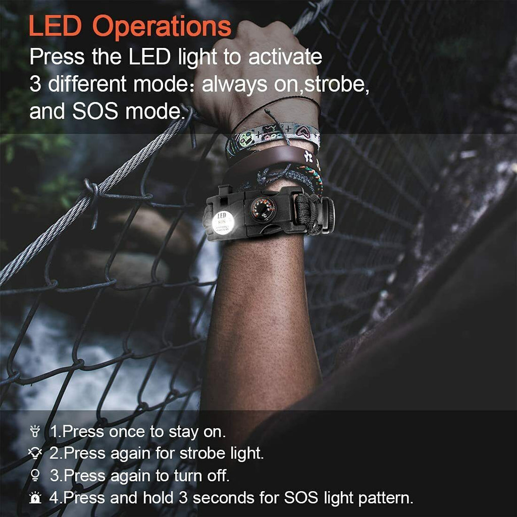 Survival Bracelet with 20 Tools Made from Durable Paracord - Esilora