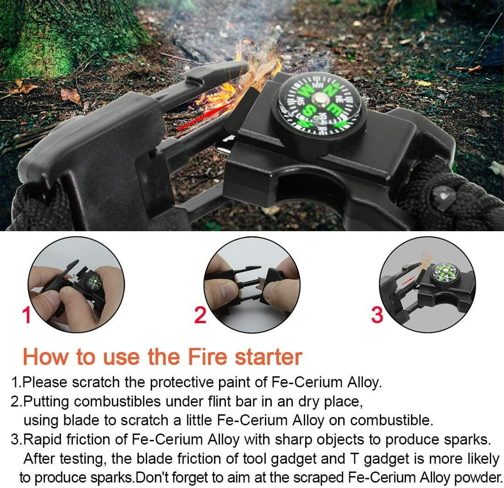 Survival Bracelet with 20 Tools Made from Durable Paracord - Esilora