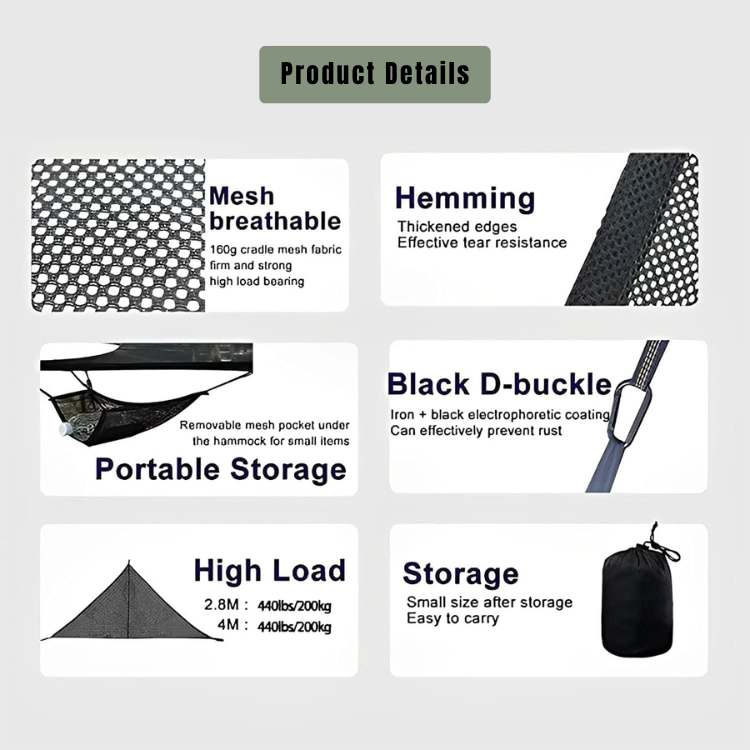 Dreieckige Outdoor-Netzhängematte zum Entspannen beim Camping - Esilora