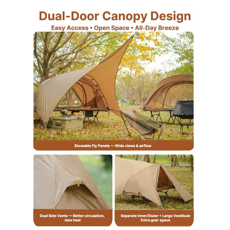 Solo Bivy Tent for Cot with Rain Cover - Esilora