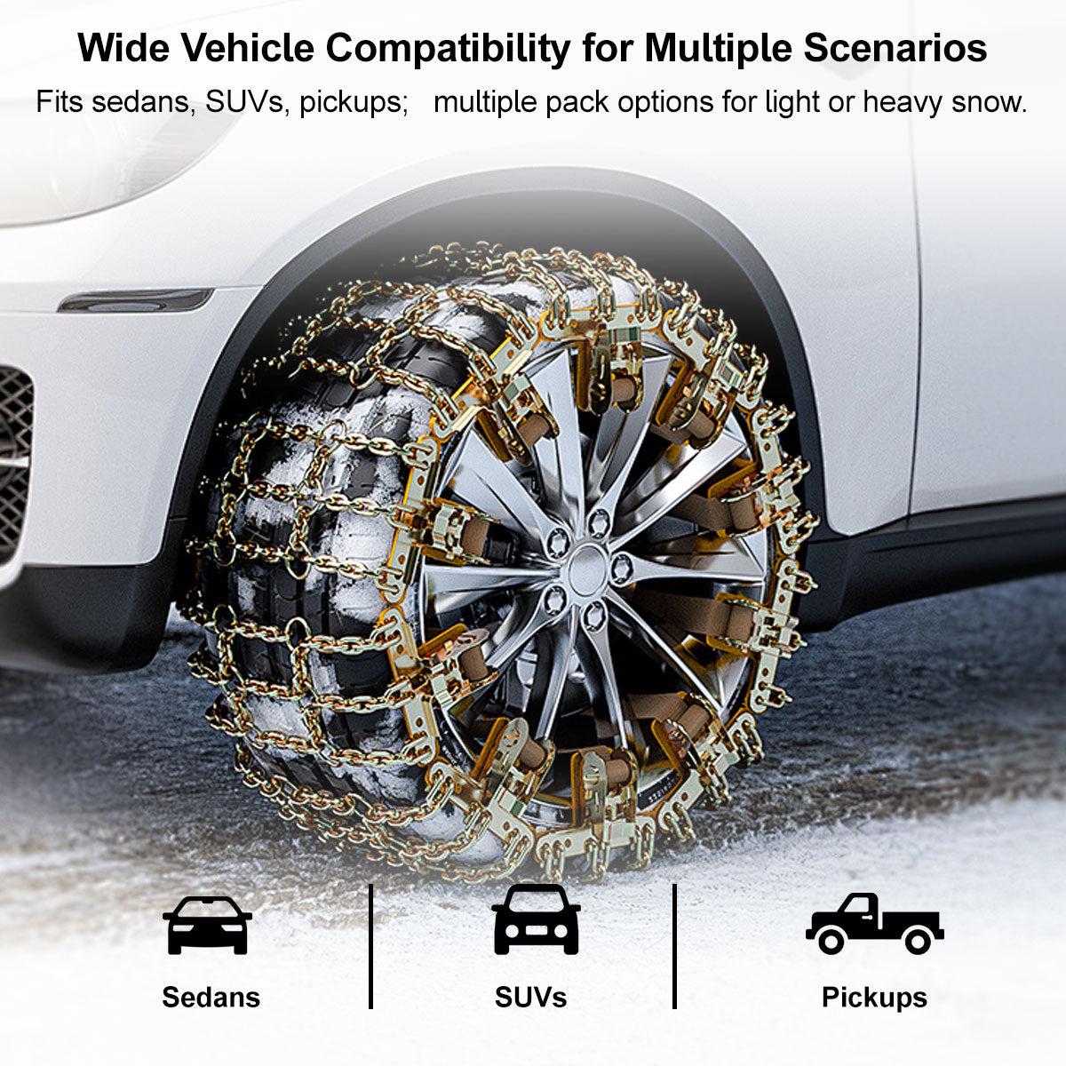Conjunto de tração para neve - Correntes universais para pneus de automóvel com instalação fácil - Esilora