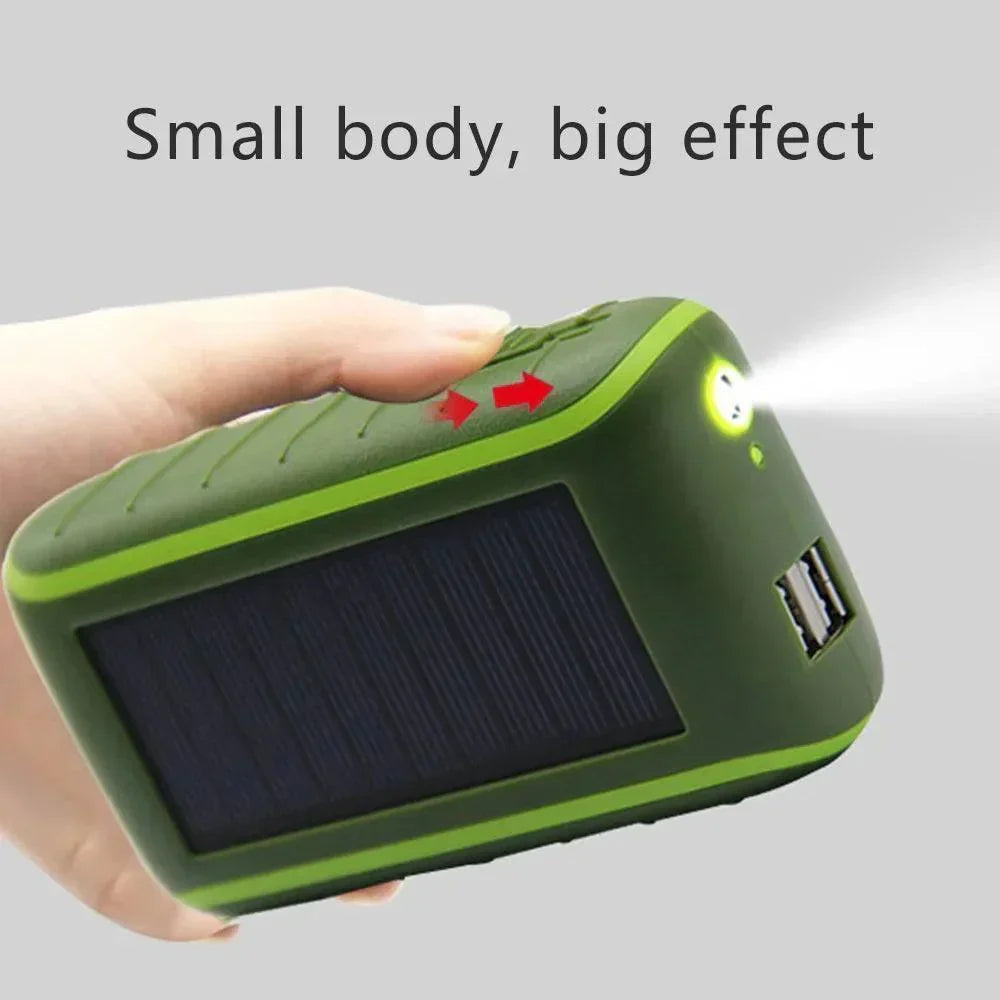 Solar Power Bank with Hand Crank and Flashlight – USB Compatible - Esilora