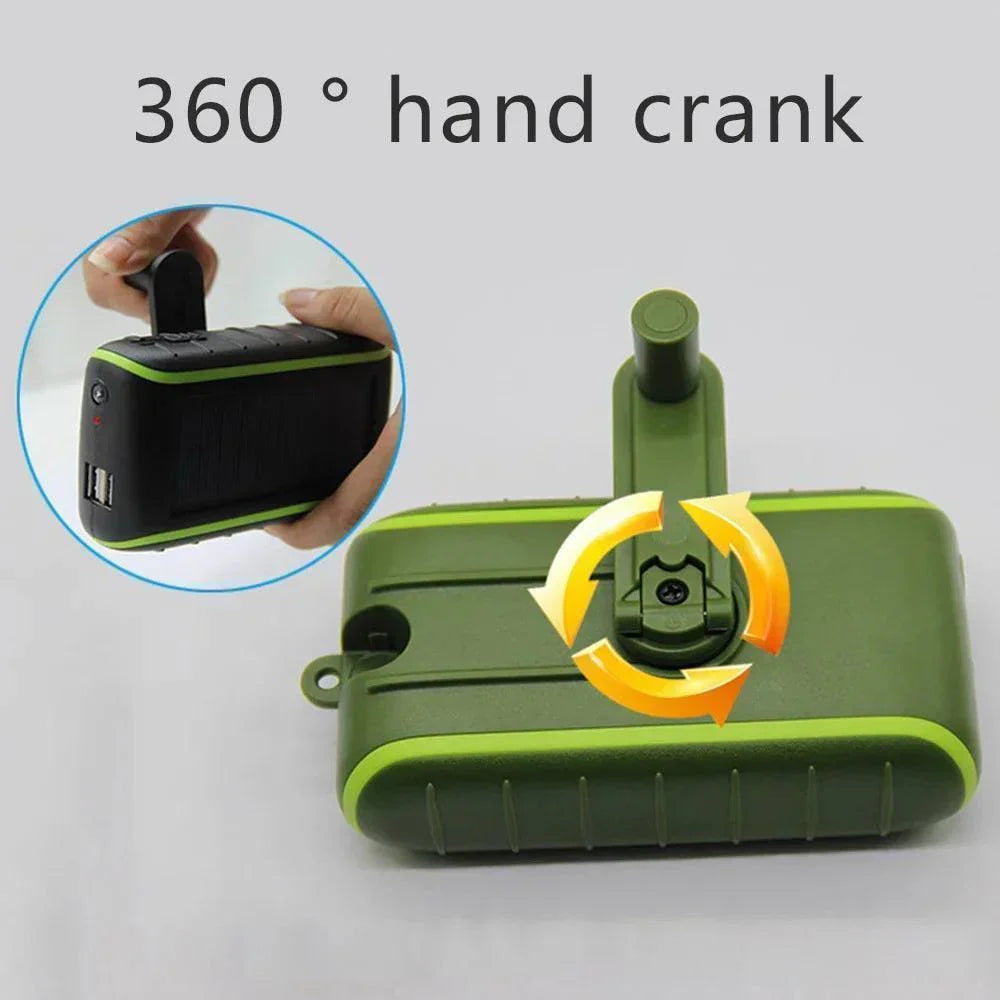 Solar Power Bank with Hand Crank and Flashlight – USB Compatible - Esilora