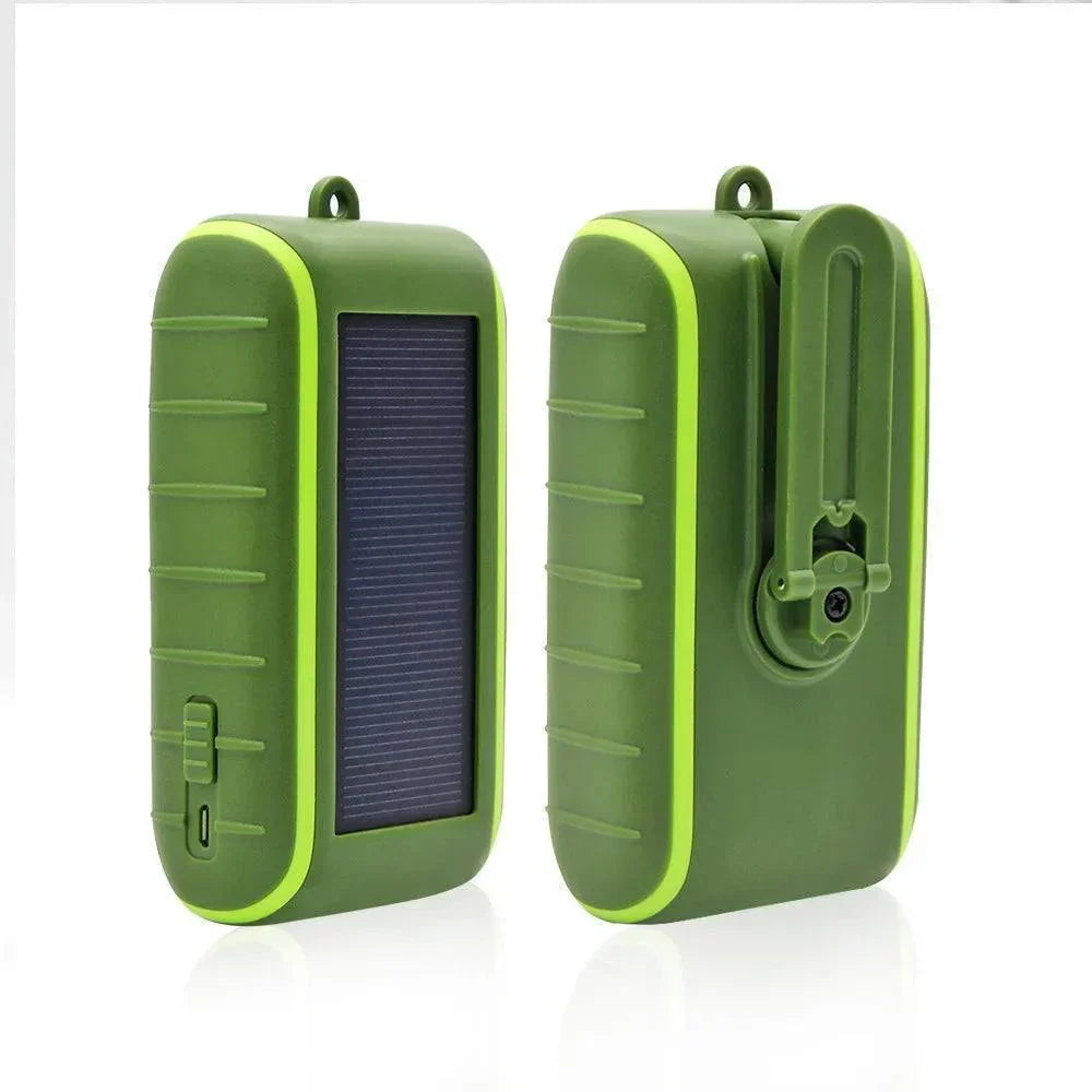 Solar Power Bank with Hand Crank and Flashlight – USB Compatible - Esilora