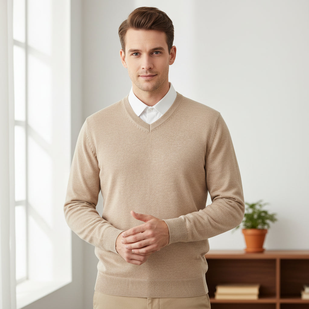 V Ausschnitt Pullover Lässige Passform - Image 5