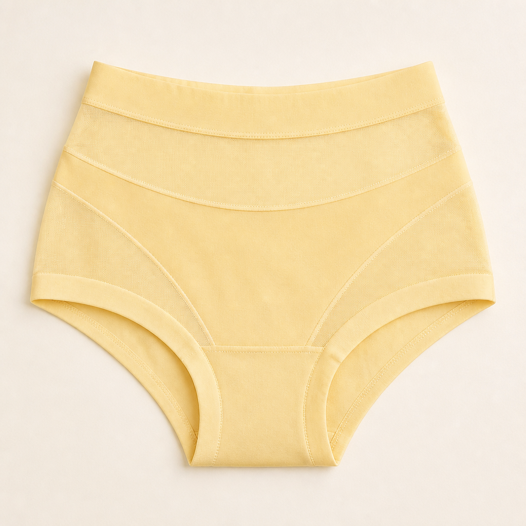 PureForte – High-Waist Sculpting Mesh Brief with Antibacterial Silk Gusset - Esilora