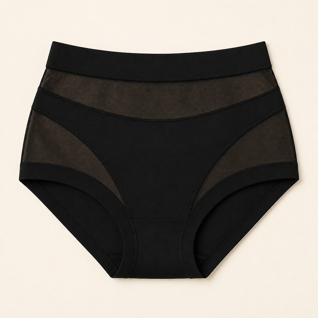 PureForte – High-Waist Sculpting Mesh Brief with Antibacterial Silk Gusset - Esilora