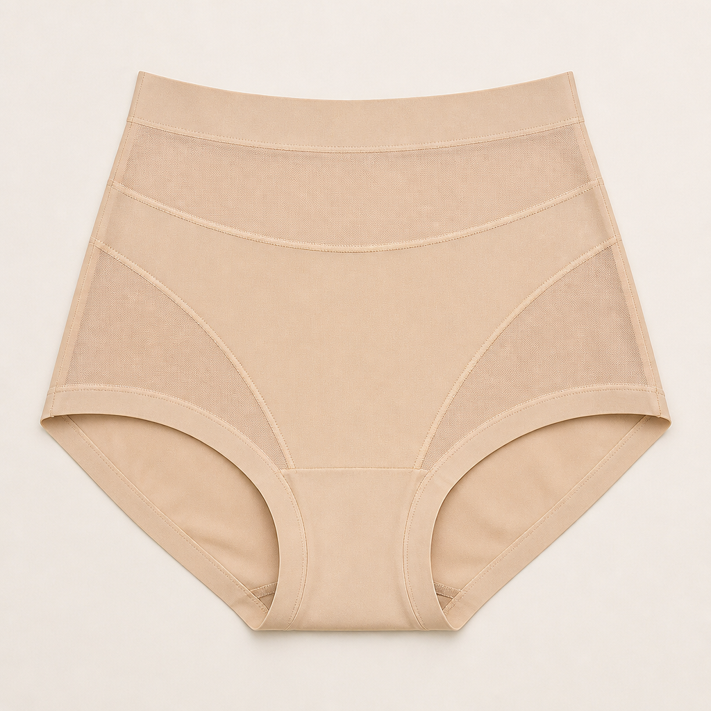 PureForte – High-Waist Sculpting Mesh Brief with Antibacterial Silk Gusset - Esilora