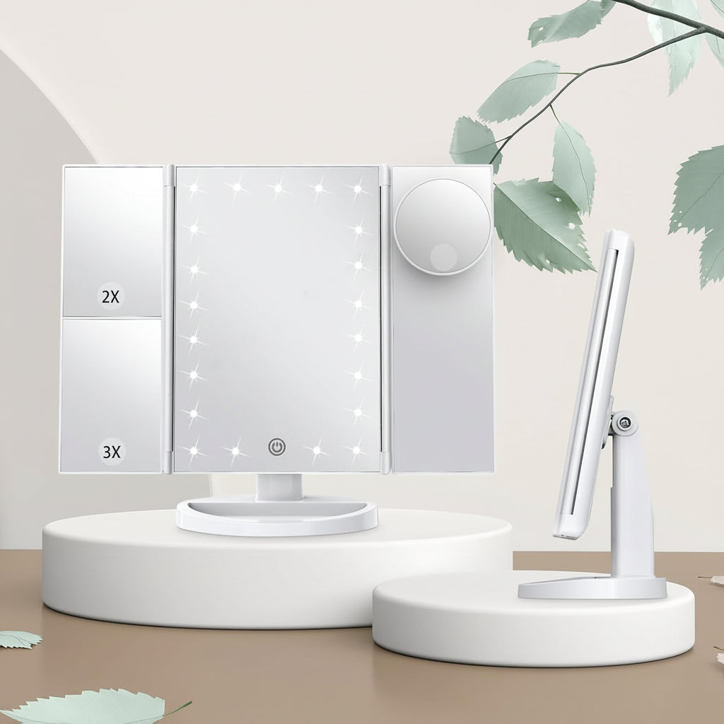 Espejo LED de tocador para el Día de la Madre - Iluminación equilibrada y aumento de 2X 3X 10X
