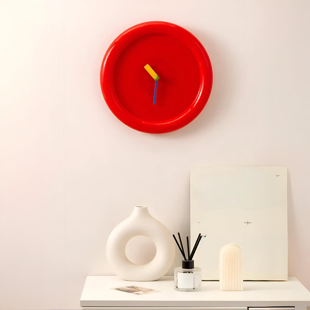Moderní barevné kulaté plastové nástěnné hodiny — lesklý povrch 60cm