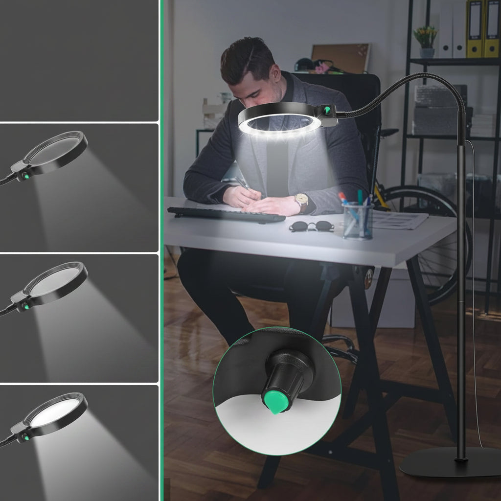 Lente d’ingrandimento LED regolabile — ingrandimento 10x/30x, 36 LED