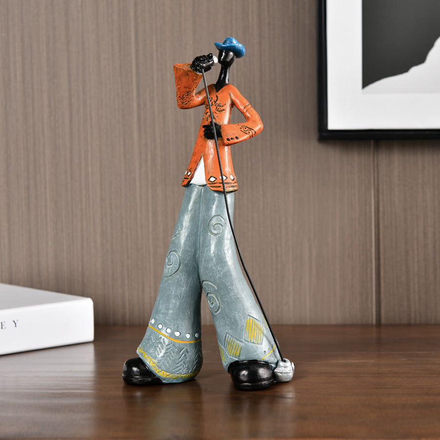 Vintageharpiksfigur af jazzmusiker - detaljeret positur