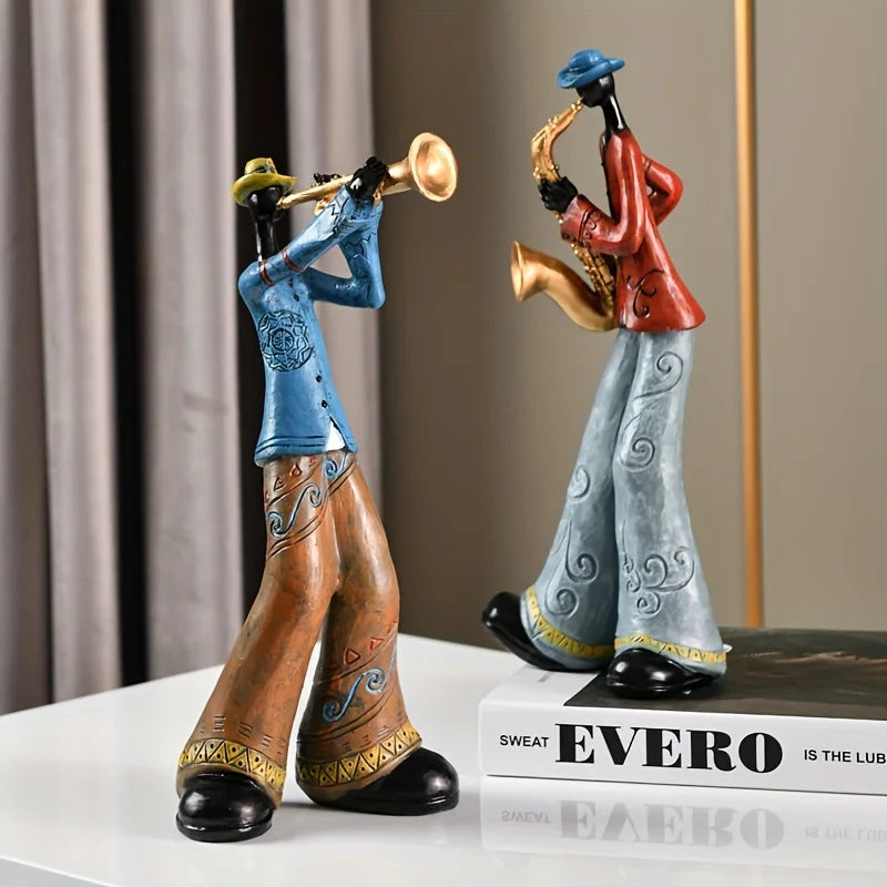 Vintageharpiksfigur af jazzmusiker - detaljeret positur