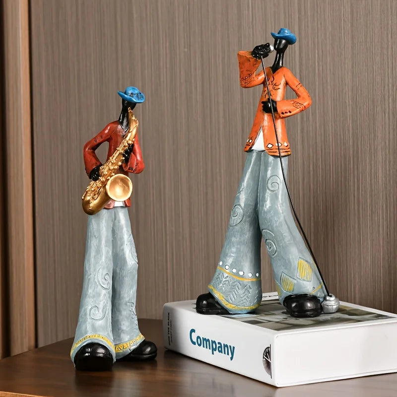 Vintageharpiksfigur af jazzmusiker - detaljeret positur