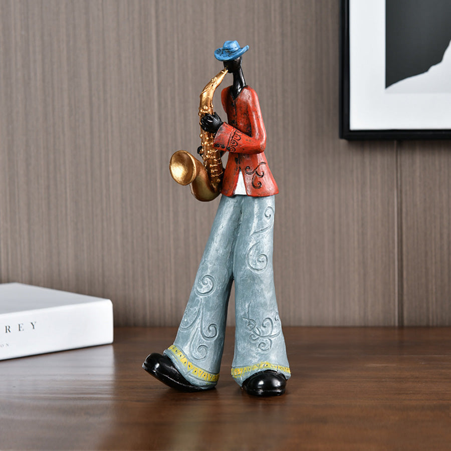Vintageharpiksfigur af jazzmusiker - detaljeret positur