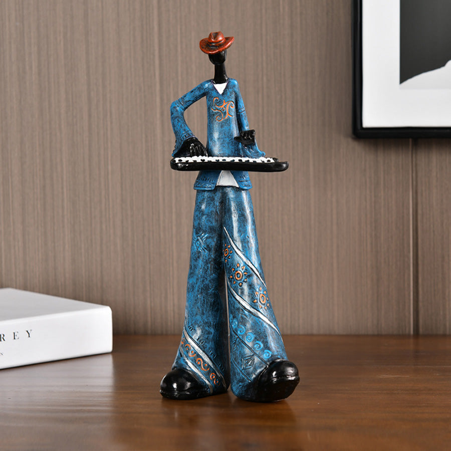 Vintageharpiksfigur af jazzmusiker - detaljeret positur