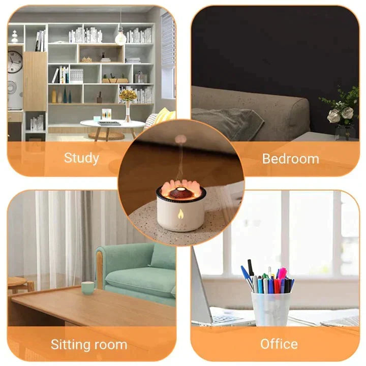 Auralis HumiFlame — umidificatore a fiamma vulcanica e diffusore per aromaterapia