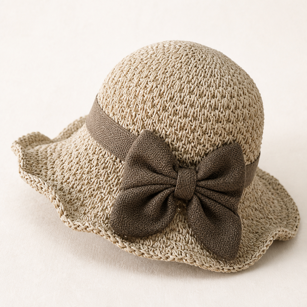 SunSway – Packable Woven Straw Sun Hat with Bow Detail - Esilora