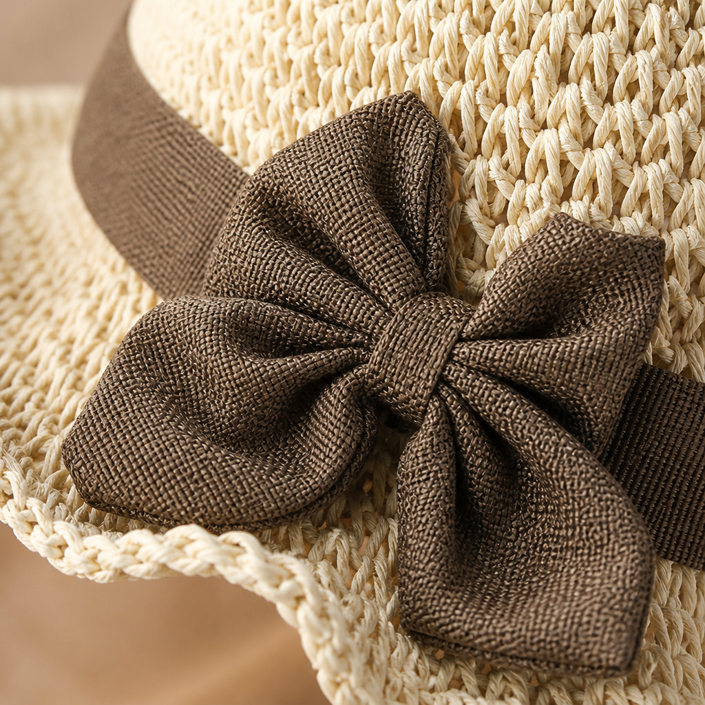 SunSway – Packable Woven Straw Sun Hat with Bow Detail - Esilora
