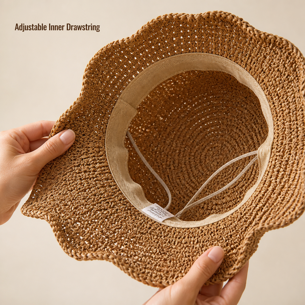 SunSway – Packable Woven Straw Sun Hat with Bow Detail - Esilora