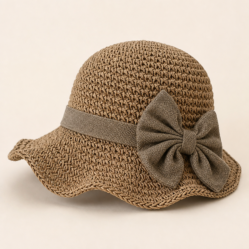SunSway – Packable Woven Straw Sun Hat with Bow Detail - Esilora