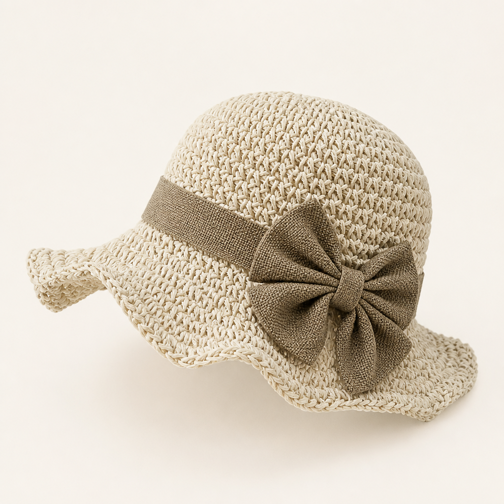 SunSway – Packable Woven Straw Sun Hat with Bow Detail - Esilora