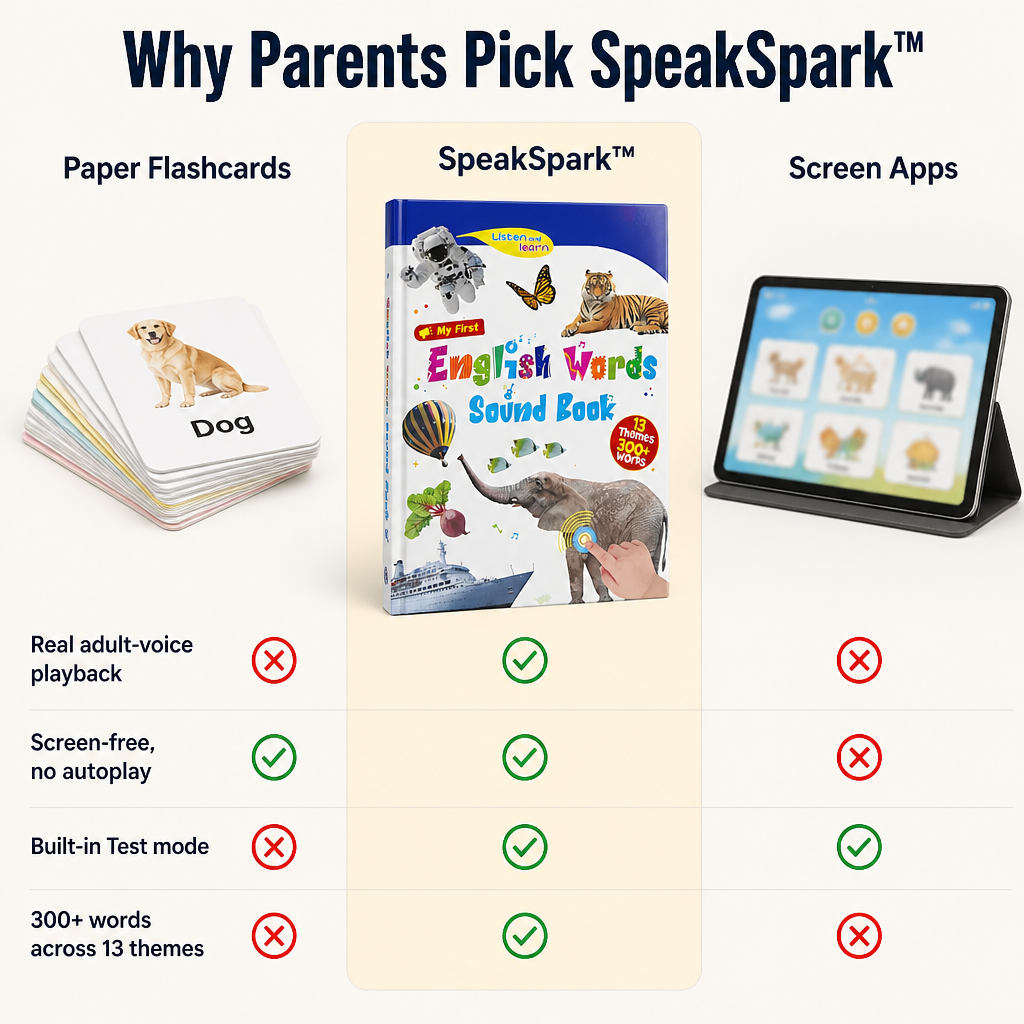 SpeakSpark — Swap Screen Time for 300+ English Words Kids Tap and Repeat - Esilora