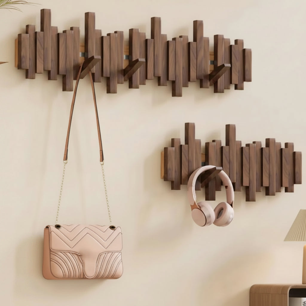 Cabide moderno de parede — Design com ganchos rebatíveis