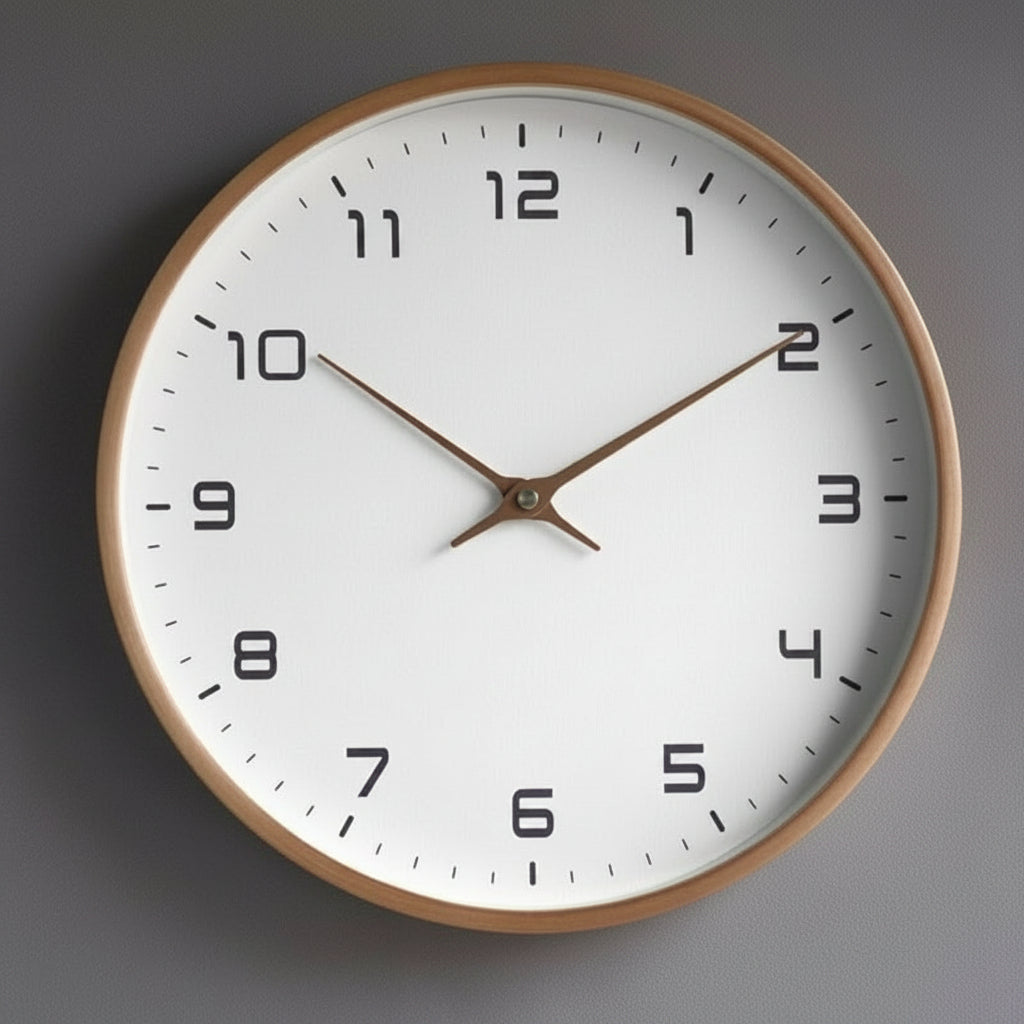 Moderne minimalistisk veggklokke - ren urskive, moderne interiør