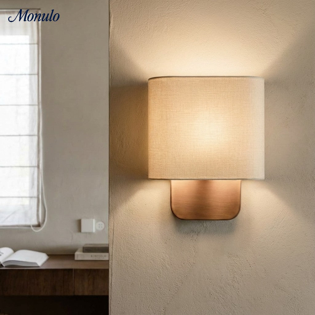 Nolvara Aleena Soft Fabric Luxe Metal Fabric Wall Sconce for Bedroom Reading Light | Esilora