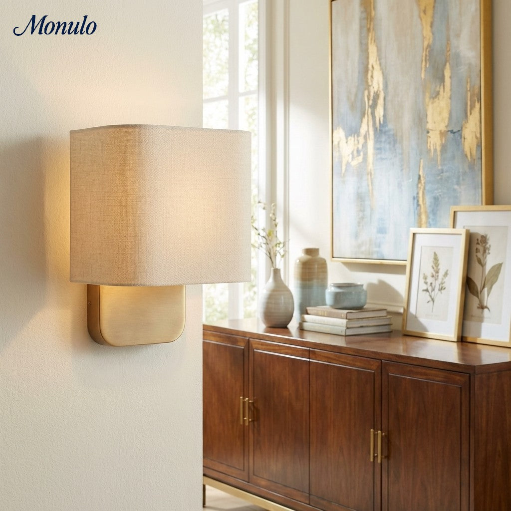 Nolvara Aleena Soft Fabric Luxe Metal Fabric Wall Sconce for Bedroom Reading Light | Esilora