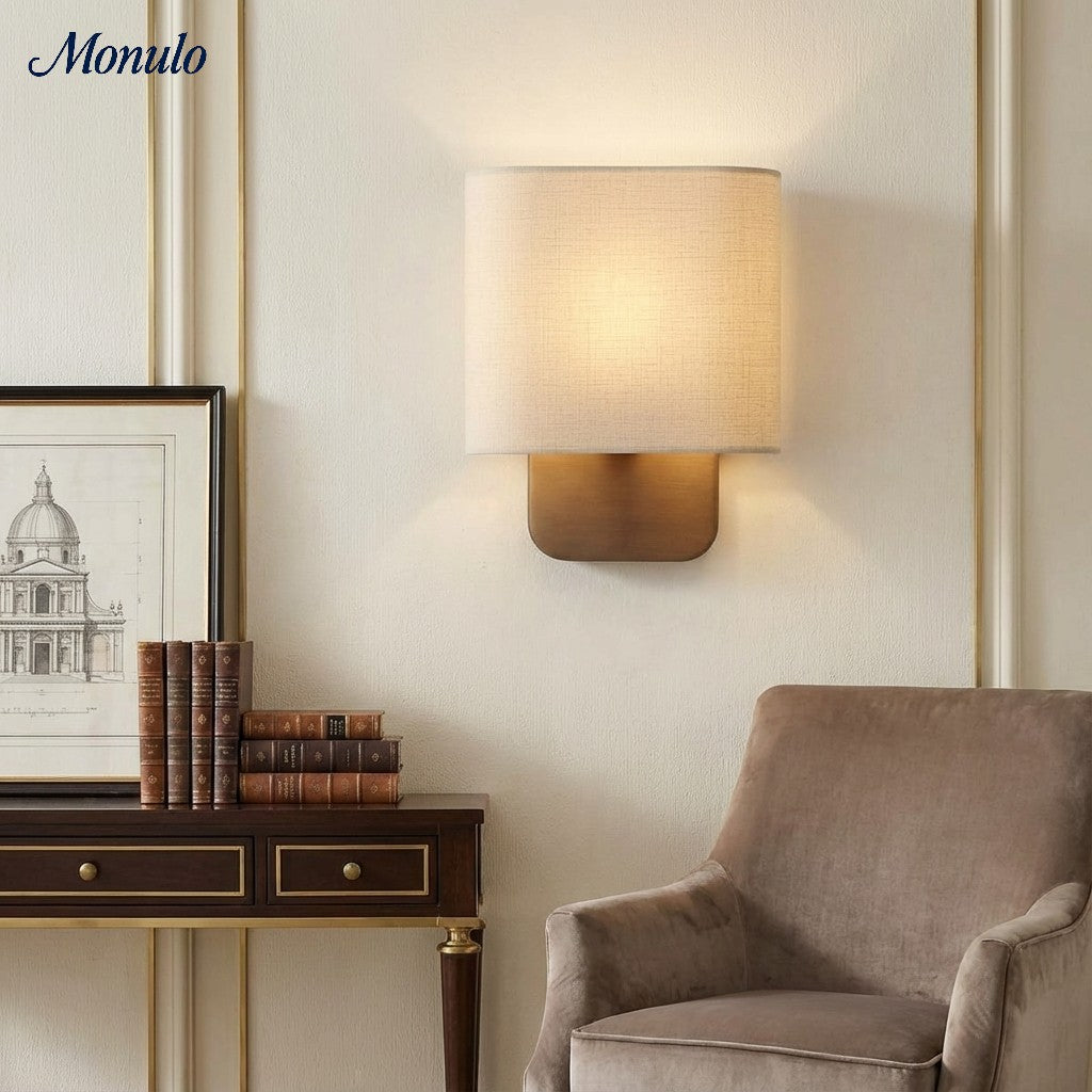 Nolvara Aleena Soft Fabric Luxe Metal Fabric Wall Sconce for Bedroom Reading Light | Esilora