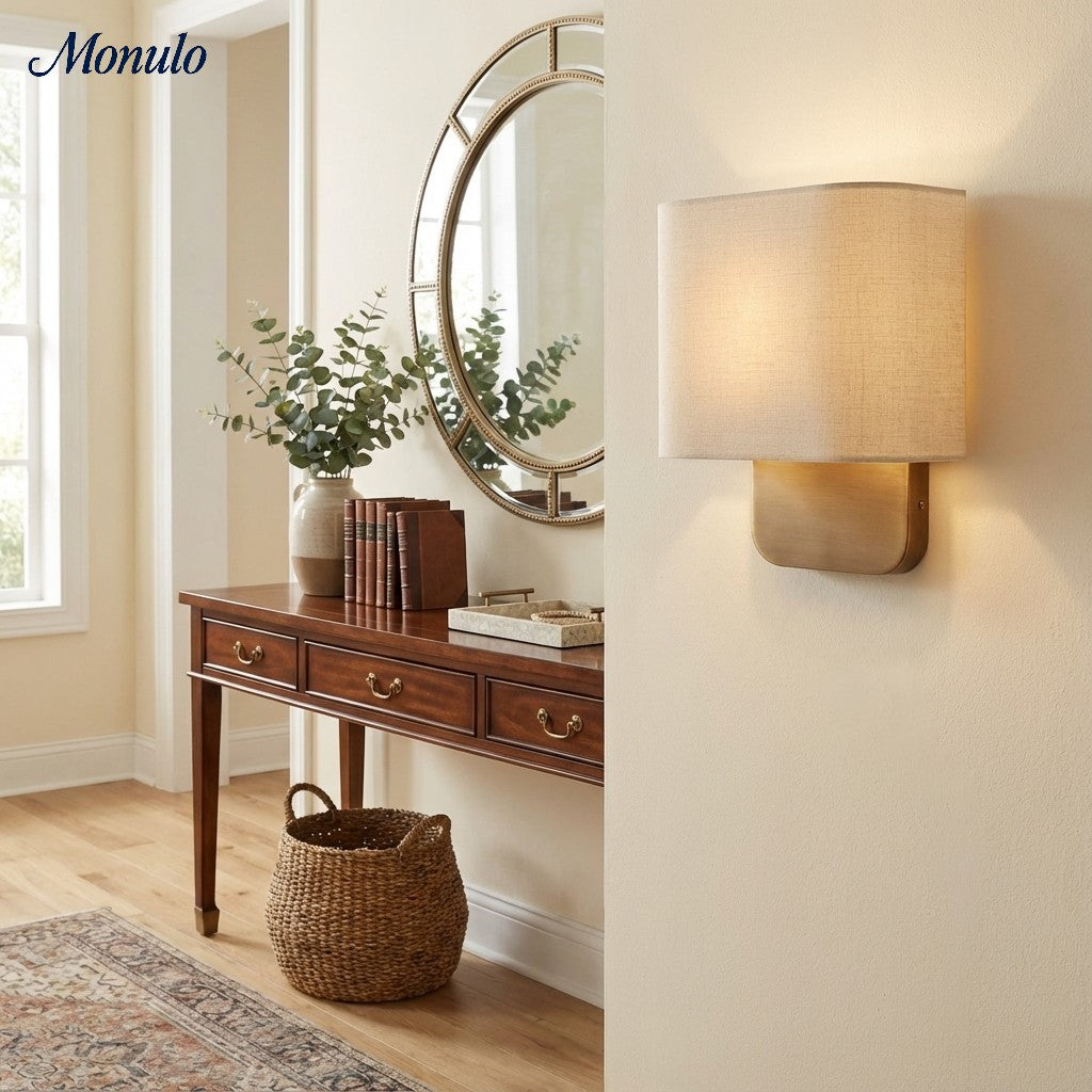 Nolvara Aleena Soft Fabric Luxe Metal Fabric Wall Sconce for Bedroom Reading Light | Esilora