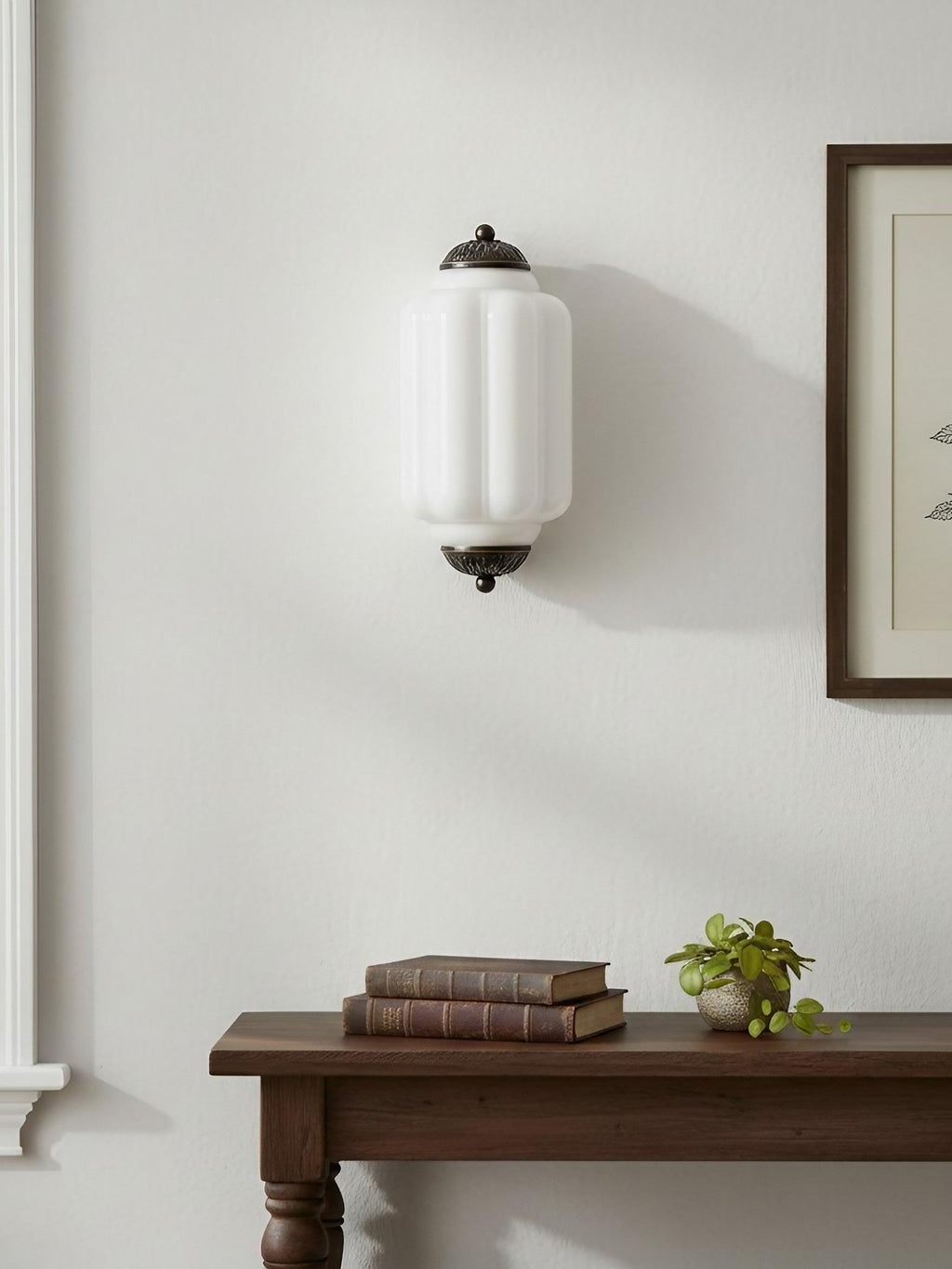 Vintage Milk Glass Flush Eloise Wall Sconce for Bedside Hallway | Esilora