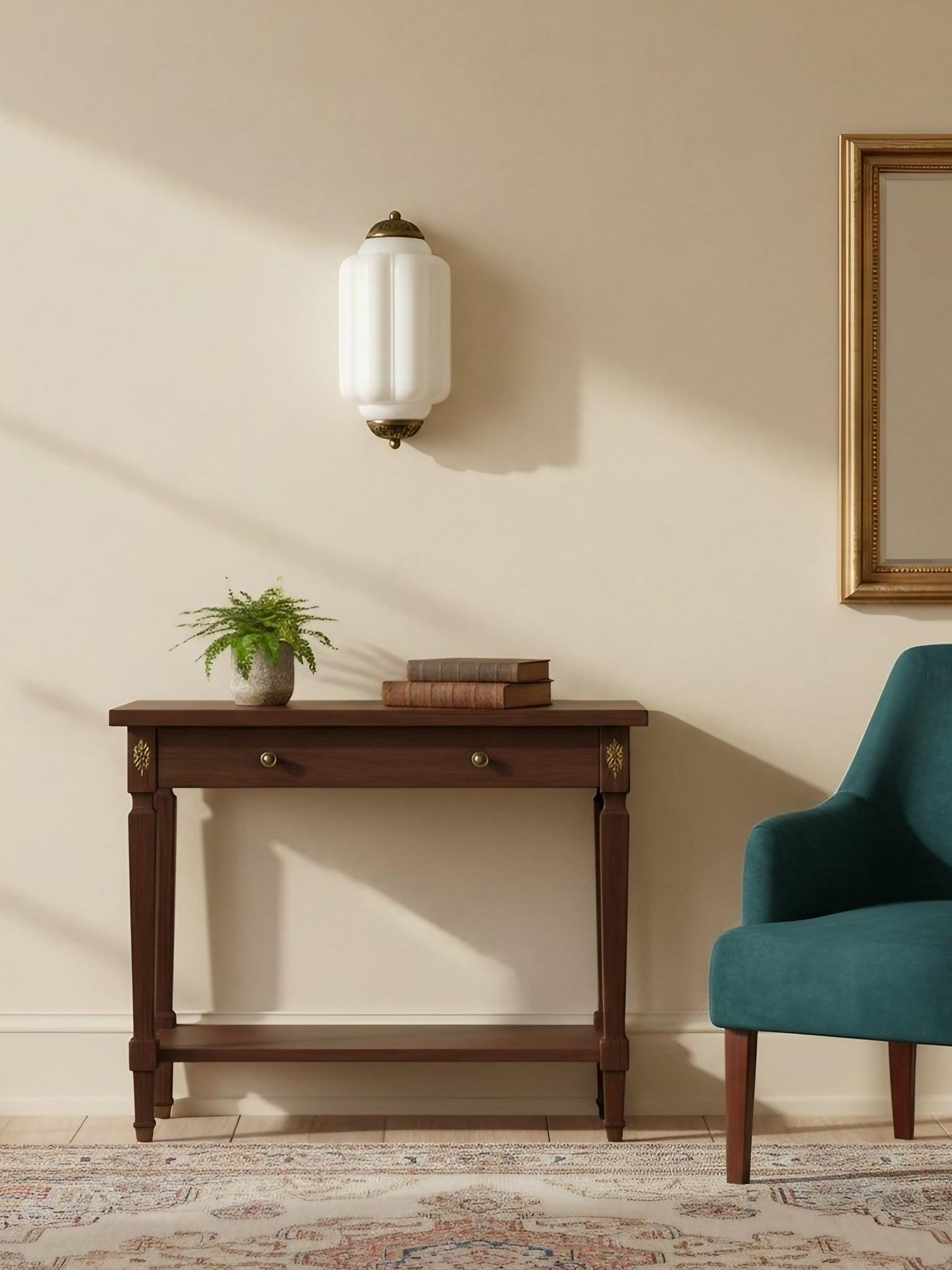 Vintage Milk Glass Flush Eloise Wall Sconce for Bedside Hallway | Esilora