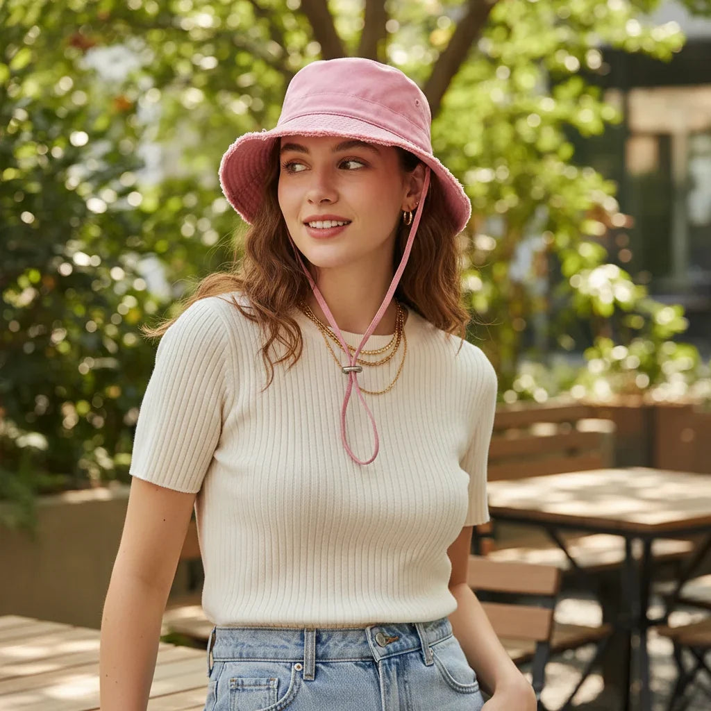Dámský ležérní klobouk typu bucket — uvolněný rybářský styl