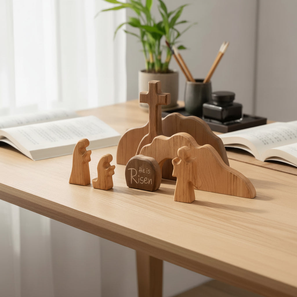 Tumba de Jesús de madera hecha a mano — decoración de la Resurrección de Pascua