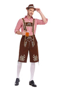 AlpenKönig kostumesæt til mænd — broderede lederhosen, ternet skjorte