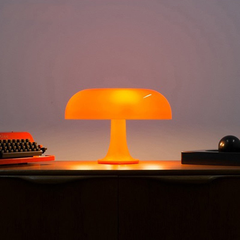 Modern White LED Table Lamp — Mushroom Shape, Adjustable Brightness