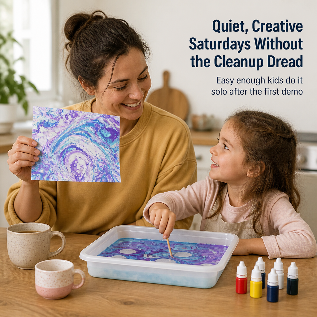 SplashMuse Marbling Paint Kit — Swirl, Lift & Hang Real Marbled Prints Kids Make Themselves - Esilora